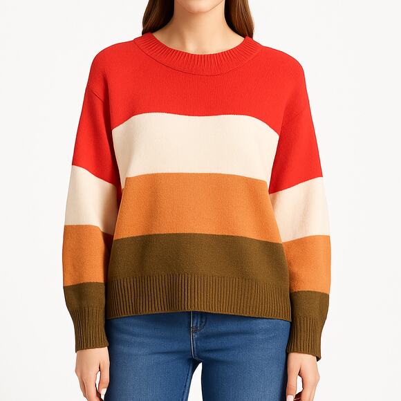 A New Day Sweater Stripe Oversized Pullover Crew Neck Women’s XL - Picture 1 of 10